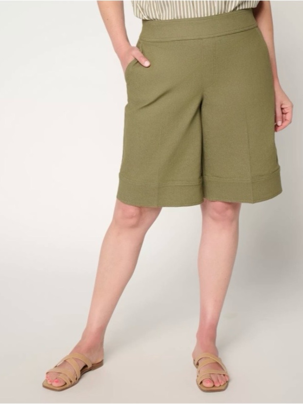Martha Stewart Olive Green Knit Bermuda Shorts